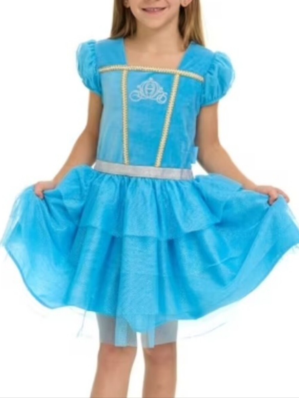 Disney Cinderella Princess Tutu Velour top Tulle Skirt Dress Blue 4 NWOT